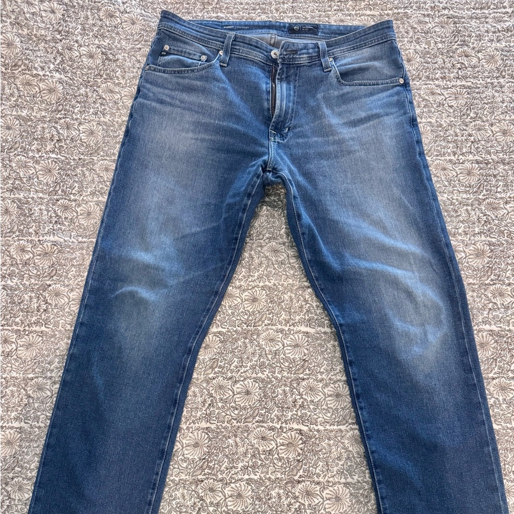 Men’s AG Adriano Goldschmied The Everett Slim Straight Blue Denim Jeans 34”x32”